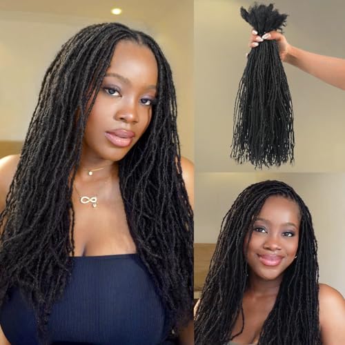 Originea Micro Locs Extesnions Human Hair 0.1cm Thickness Sisterlocks Curly Tips, Full Handmade Interlocking Permanent Soft Dreadlock Extensions Natural Looking Locs (1B# 0.1cm, 12 Inch 70 Strands)