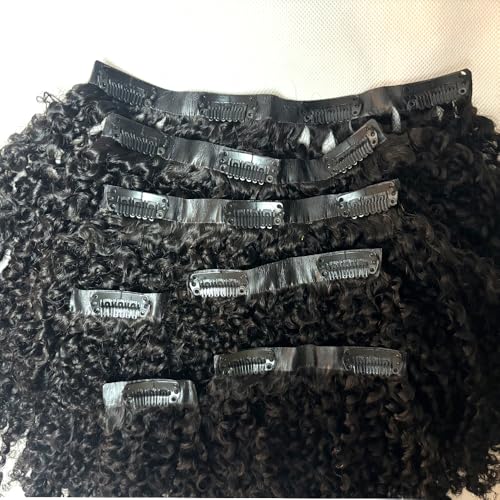 Kinky Curly Clip in Hair Extensions Real Human Hair Seamless PU Clip ins Hair Skin Weft 7pcs/set 120g 18inch for Black Women