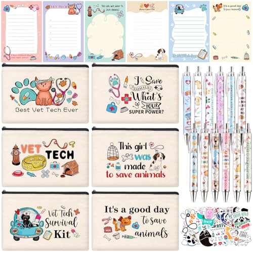 Vet Tech Gifts, Veterinary Gift, Veterinarian Gifts for Women, Veterinarian Appreciation Basket include Makeup Bag Notepad Pens Sticker for Vet Tech Graduate, Veterinary Practitioners
