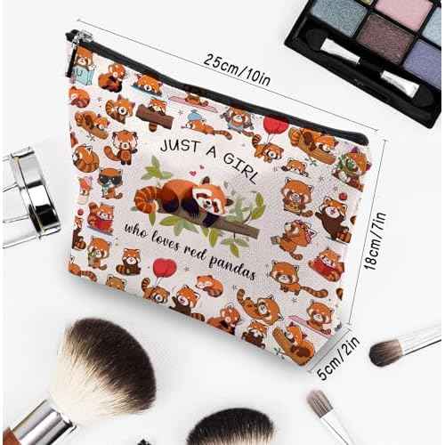 Red Panda Gifts Makeup Cosmetic Bag, Red Panda Lover Party Favors Decorations Stuff, Funny Birthday Gift for Women Who Loves Red Pandas Zipper Pouch Bag Purse Accessories