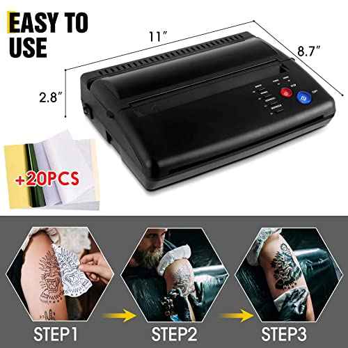 Tattoo Stencil Transfer Copier Printer with 20pcs Free Stencil Transfer Paper, Thermal Copier Printer Tattoo Kit