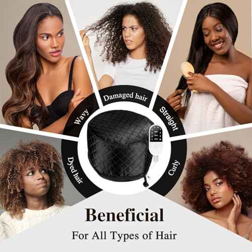 Heat Cap for Deep Conditioning: 10-Level Heats Up Quickly 3 Time Settings Hair Steamer for Natural Hair Home Use Thermal Steam Cap for Black Hair Portable Heating Caps