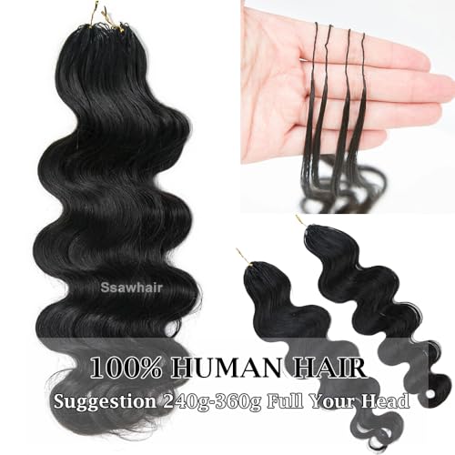 Body Wave Crochet Human Hair Knotless Pre-Separated Braid Virgin Human Hair With String Pre-Looped Reusable Feather Crochet Hair Extensions 18Inch 60g 50Strands