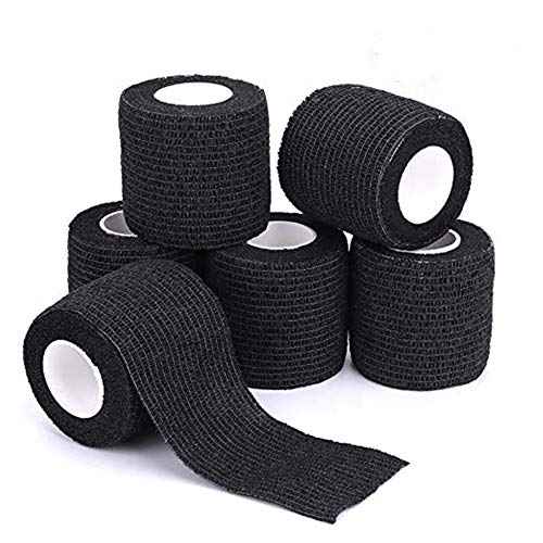 Tattoo Grip Cover Wrap - Yuelong 24pcs 2¡± x 5 Yards Black Disposable Cohesive Tattoo Grip Tape Wrap Elastic Bandage Rolls Self-Adherent Tape for Tattoo Machine Grip Tube Accessories, Sports Tape