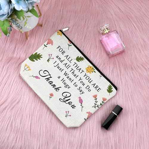 Thank You Gifts Makeup Bag for Women Appreciation Gifts for Coworker Employee Retirement Presents for Teacher Nurse Secretary Christmas Birthday Presents Ideas Mothers Day Cosmetic Pouch for Mom