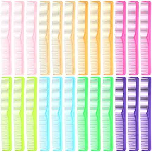 Meanplan Carbon Fiber Hair Cutting Combs - 24 Pieces Fine and Wide Tooth Professional Barber Combs for Men and Women (Light Color)