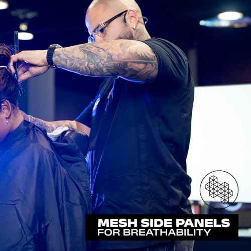 Barber Strong Barber Vest, Men's Hair Repellent, Lightweight & Breathable Mesh Side Panels, Sleeveless, 3 Pockets