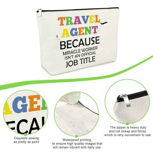 Travel Agent Gifts for Women Travel Planner Makeup Bag Appreciation Gift for New Retiring Agent Vacation Cosmetic Bag Christmas Birthday Presents for Traveler Coworker Friend Planner Zipper Pouch
