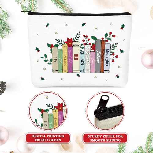 Christmas Makeup Bag for Women Girls, Singer Merch Gifts, Christmas Cosmetic Bags for TS Fans, White Elephant Gifts for Mom Wife Sister Friends, Cute Holiday Travel Purse Zipper Pouch Bag