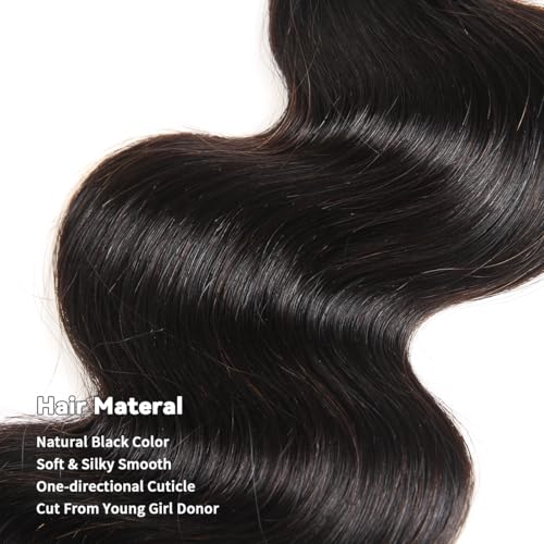 15A Raw Human Hair Bundles Body Wave Human Hair,Triple Lifespan Indian Virgin Hair,No Tangle Shedding,Multiple Washes Keep Texture Silky Soft (1 Bundle Natural Color, 26 Inch)
