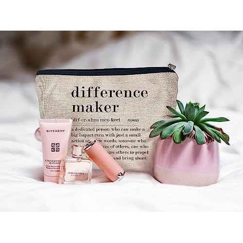 Ayxvt Difference Maker Makeup Bag,Gifts for Leader Teacher,Thank You Appreciation Quote Decorative Women's Makeup Bag Zipper Pouch Travel Toiletry Coworker Girlfriend Women Mom Girls