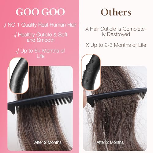 GOO GOO I Tip Hair Extensions Real Human Hair, 24inch 50g 50S, Cold Fusion I Tip Hair Extensions, Invisible Remy Hair, 1 Jet black