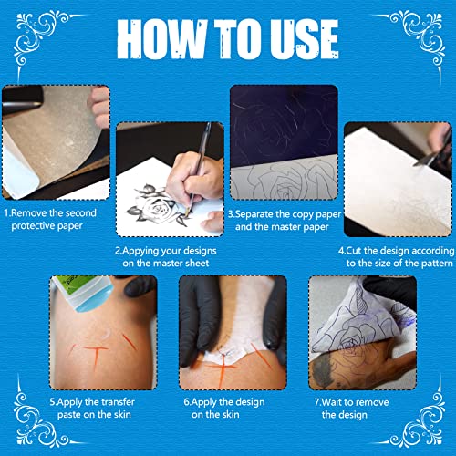 CINRA Practice Skin with Transfer Paper, 30PCS Tattoo Fake Skin and Tattoo Tracing Paper Kit Including 10PCS Double Sided Skin and 20PCS Tattoo Stencil Paper for Tattoo Practice Tattoo Supplies