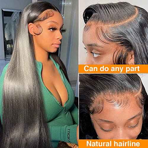 CHEETAHBEAUTY 13x6 Lace Front Wigs Human Hair 18Inch HD Transparent Lace Frontal Wigs 220% Density Brazilian Virgin Straight Human Hair Wigs for Women Pre Plucked with Baby Hair Natural Color