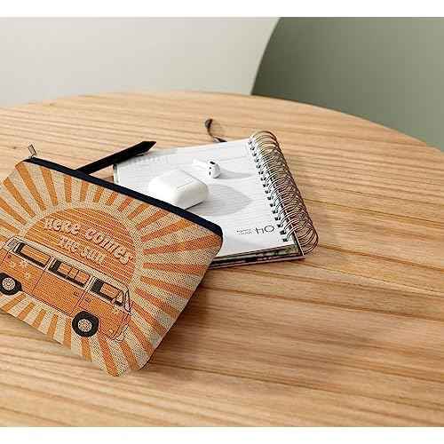 Ayxvt Here Comes the Sun Hippie Bus Sunshine Makeup Bag,Hippie Purse Pouch Travel Toiletry,Here Comes the Sun hippie Gifts for women