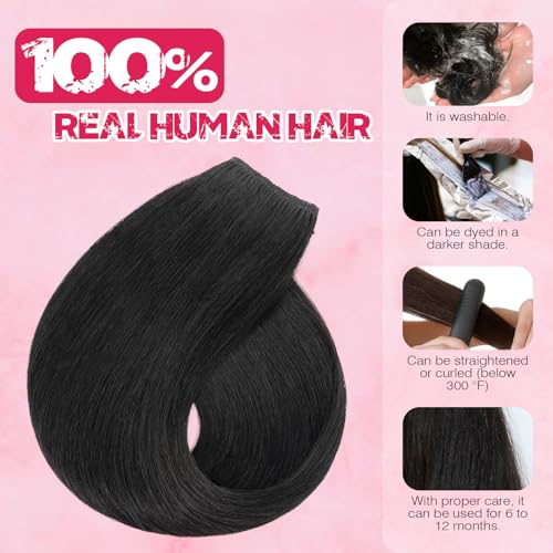 Halo Hair Extensions Real Human Hair, MY-LADY Adjustable Halo Extensions Real Human Hair, 20 inch Jet Black Women's Long Straight Hair Invisible Wire Hair Extensions