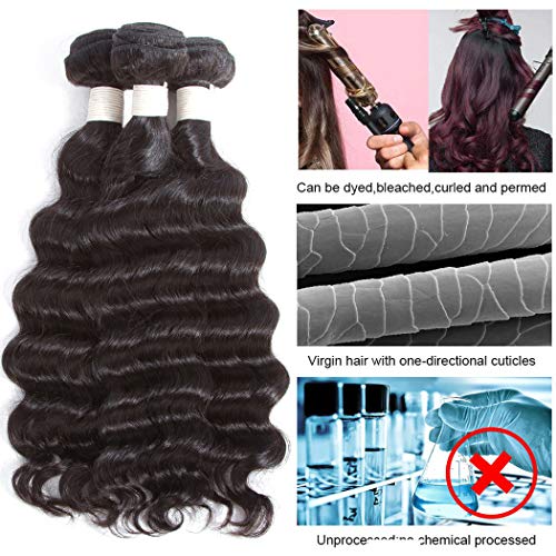 12A Loose Deep Wave 3 Bundles 22" 20" 18" 100% Virgin Human Hair Weave Deep Curly Unprocessed Malaysian Wet and Wavy Hair Weaving Bundles Natural Color Thick and Full