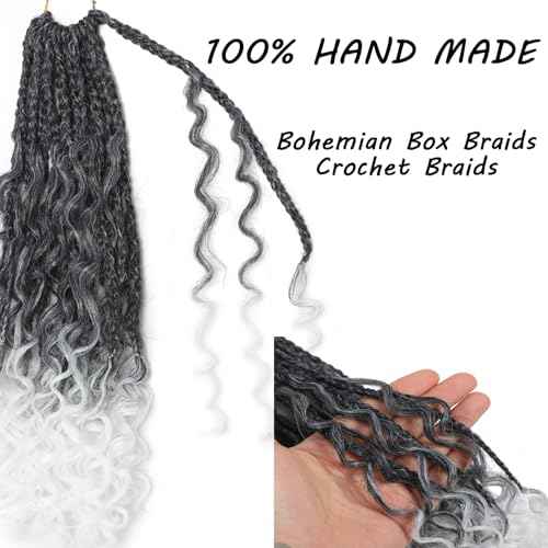 Goddess Box Braids Crochet Hair 14inch 112 Stands Boho Crochet Box Braids with Curly Ends 8 Packs Boho Box Braids Crochet Hair for Black Women Pre Looped Boho Box Braids Crochet Hair Extensions