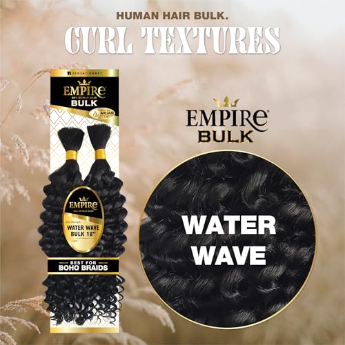 Sensationnel Empire Bulk Braiding ? Water Wave Human Hair Braids for Knotless Boho Box or Curly Loosewave Styles 1 pack (18 inch, S4/30)