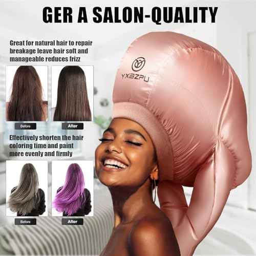 Bonnet Hair Dryer,Hooded Dryer Bonnet,Hair Dryer Hooded Diffuser Cap for Curly,Speeds Up Drying Time,Safety Deep Conditioning,Styling,Curling at Home(Pink)