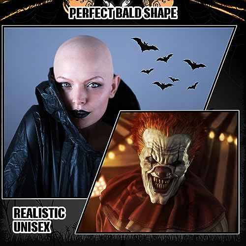 WILLBOND 4 Pcs Halloween Bald Caps Makeup Latex Bald Caps Head Wig hat Costume Accessories for Adults
