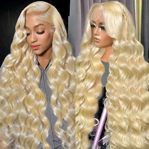Avolo 613 Lace Front Wig Human Hair 13x6 Transparent Lace Blonde Lace Front Wigs Human Hair Pre Plucked Body Wave 613 HD Lace Frontal Wig 180% Density 613 Wig for Women 24 Inch