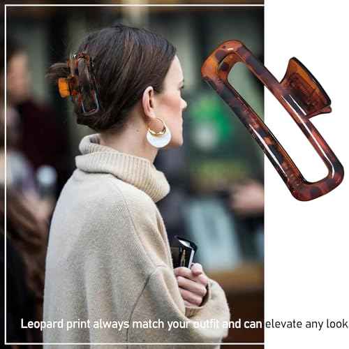 Hair Claw Clips 5 Inch XL Unbreakable Glossy Rectangle Square Extra Large Tight Strong Clip Neutral Colors for Thick Curly Long Hair Women - 2 Pack