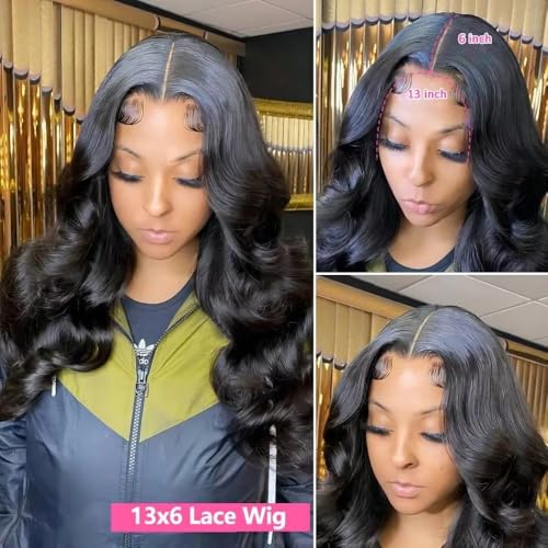 250% Density 13x6 HD Body Wave Lace Front Wigs Human Hair Pre Plucked HD Lace Frontal Wig 13x6 Glueless Full Lace Frontal Wigs Human Hair For Women Natural Black