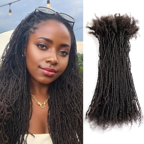 DAIXI Handmade Interlocking Sisterlocks Curly Tips 100% Real Human Hair Permanent Micro Locs Extensions Natural Looking Soft Dreadlocks Can Be Bleached and Dyed.(1B - 0.2cm, 6 Inch 60 Strands)