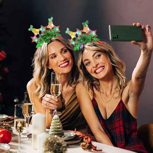 Light Up Christmas Headband LED Glowing Xmas Hairband Holiday Party Hair Accessories for Women