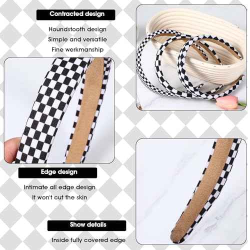 TIESOME 3Pcs Checkered Headbands, Black and White Checkered Headbands Buffalo Plaid Headband for Women Sponge Puffy Gingham Head Bands for Women Christmas Party Hair Accessories
