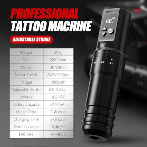 Tattoo Gun Kit Complete Tattoo Machine Kit, Xnet Cordless Rotary Tattoo Pen 7 Adjustable Strokes with 2400 mAh Battery, 20pcs X-ray Mixed Sizes Cartridge Needles Set Supply for Starter