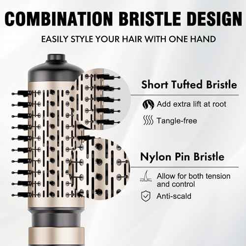 DAILYLIFE Rotating Hair Dryer Brush, Hot Air Brush with 2 Brushes (1.5" & 2"), ALCI Safety Plug and Ionic Technology, More Shine and Less Frizz