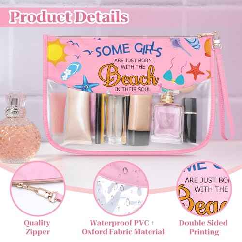 Sfodiary Beach Themed Makeup Bag for Women Summer Vacation Gift for Beach Lover Friendship Graduation Christmas Gift for Sister Friends Teens Zipper Travel Pouch Cosmetic Bag
