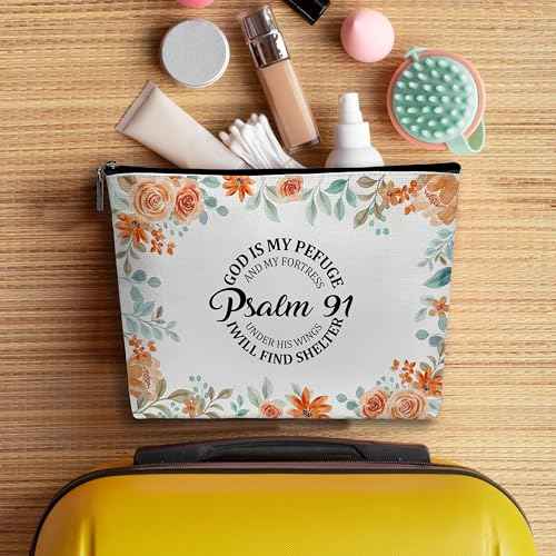 Christian Gifts for Women, Religious Bible Verse Makeup Bag, Faith Over Fear Travel Cosmetic Bag, Toiletry Pouch Gift for Women Birthday Friend Female Friendship Sister Mom A17