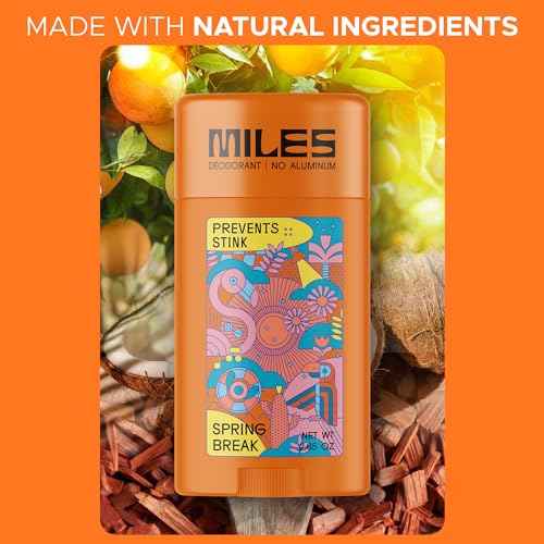 Miles Kids Deodorant for Boys and Girls - Aluminum Free Deodorant for Kids and Teens, Natural, Hypoallergenic, Made in USA - Spring Break Scent, 1-Pack