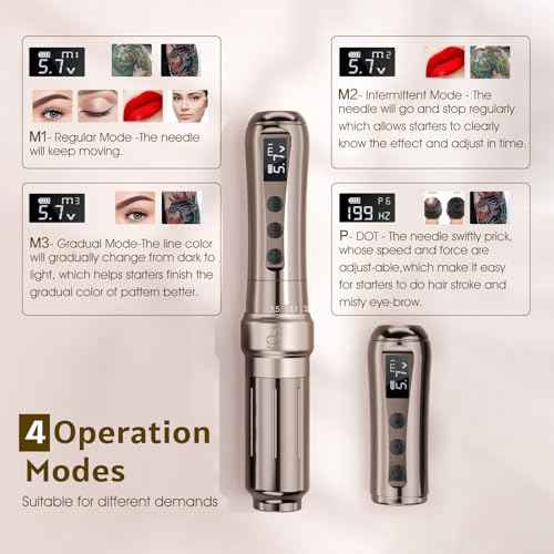 BIOMASER U1 Tattoo Gun,Wireless PMU Tattoo Machine Eyebrows & Lips, Professional Permanent Makeup Machine Rotary Tattoo Pen, Scalp Micropigmentation(Coffee)