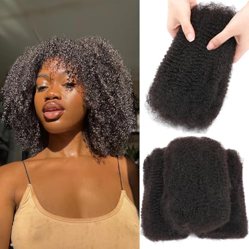 Afro Kinkys Bulk Human Hair for Draedlock Extensions Repair Locs Afro kinkyhair For Braiding Twist Braids Afro Human Hair (Natural Black, 16 Inch (Pack of 3))