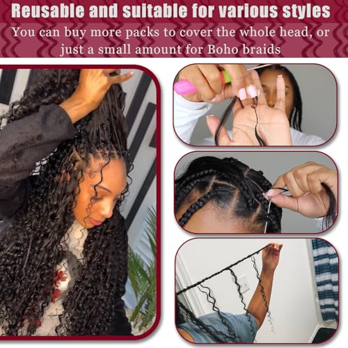 Human Crochet Hair for Black Women Deep wave Crochet Human Hair Bundles 18 Inch 50g Pre-Separated Feather Crochet Human Hair Deep Wavy Invisible Crochet Hair Extensions 40 Strands Natural Black