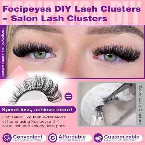 Focipeysa Fluffy Lash Clusters 100D Eyelash Clusters 10-18mm Fluffy Volume Individual Lashes D Curl Cluster Eyelash Extensions DIY Lash Extension for Beginners