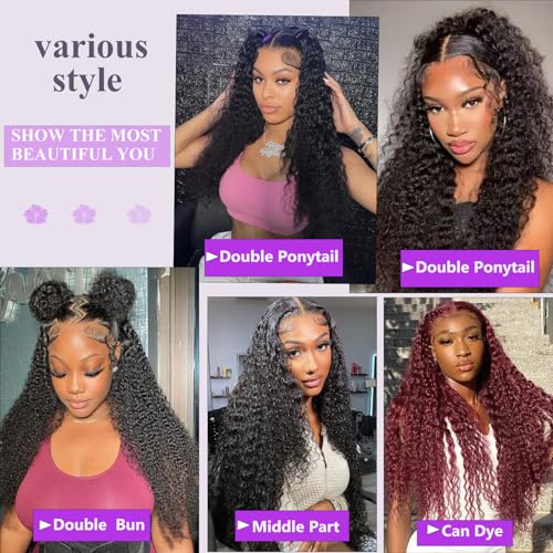 200% Density 32 Inch Deep Wave Lace Front Wigs Human Hair 13X6 HD Lace Frontal Curly Human Hair Wig Fluffy Natural Pre Plucked Wet And Wavy Wigs for Black Women Girl