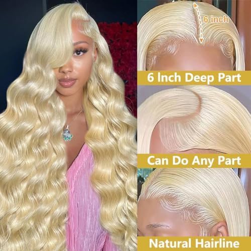 613 Lace Front Wig Human Hair 20 Inch 200% Density Body Wave 13x6 HD Transparent Lace Pre-Plucked with Baby Hair