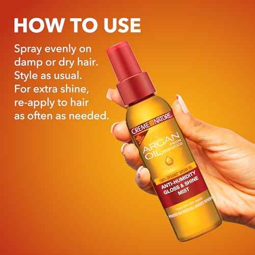Creme Of Nature, Argan Oil Anti Humidity Gloss & Shine Mist, Argan Oil Of Morocco, Provides Heat Protection, 4 Fl Oz