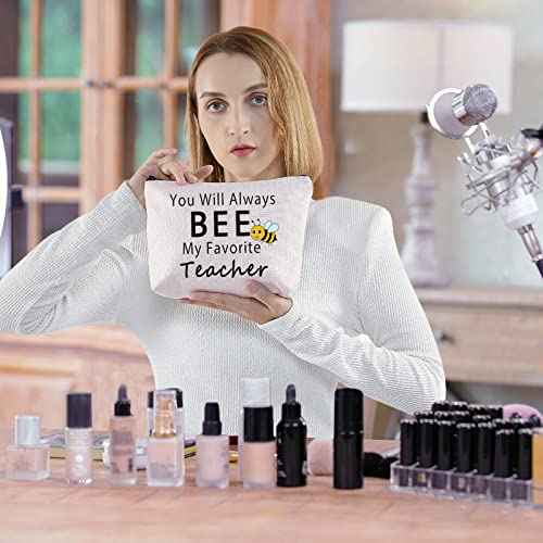BLUPARK Teacher Appreciation Gift You Will Always Bee My Favorite Teacher Cosmetic Bag End of Year Gift (Bee My Favorite Teacher)