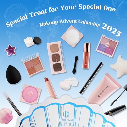 Color Nymph Makeup Advent Calendar 2025, 24 Days Surprise Beauty Makeup Gift Sets for Adlut Women & Teen Girls, 2025 Christmas Countdown Calendar Holiday Full Cosmetic Kit (Blue)