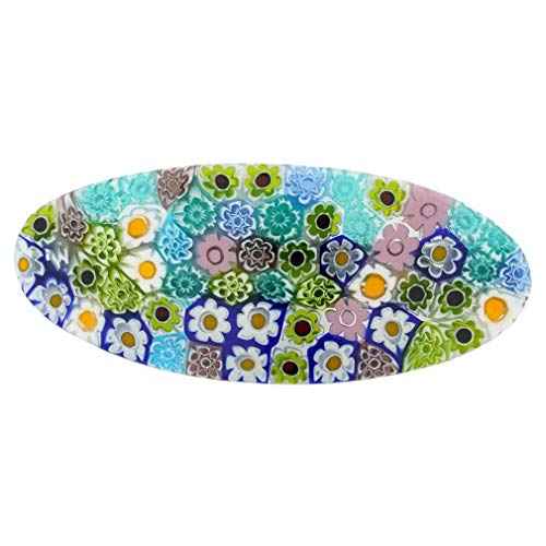 Glass Of Venice Murano Glass Millefiori Oval Hair Clip - Pastels