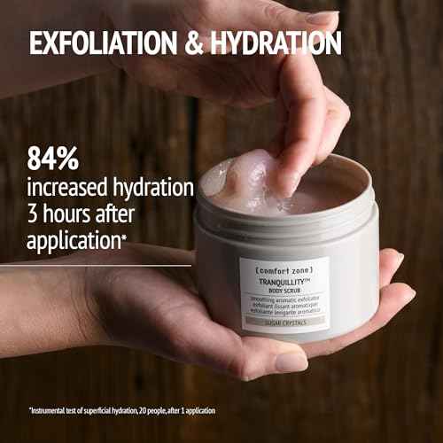 [ comfort zone ] Tranquillity¢â Body Scrub, Soothing Aromatic Gentle Exfoliator Enriched with Sugar Crystals and Amaranth & Almond Essential Oils, for an Instantly Smoother and Softer Skin, 10.06 Oz.