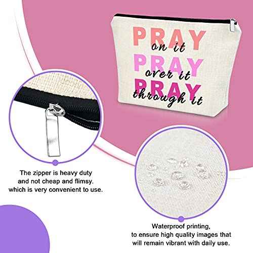 Christian Bible Verse Makeup Bag Cosmetic Organizers Inspirational Quotes Motivational Gift for Women Sister Friend Baptism Religious Birthday Christmas Travel Bag