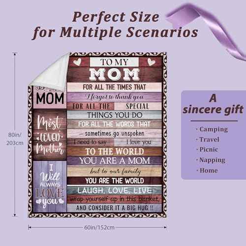 Mothers Day Blanket Gifts for Mom, Mom Birthday Gifts, Mom Gift from Daughter Son, Mom Gift for Christmas Throw Blanket 80"x60", Gifts for Moms who Have Everything