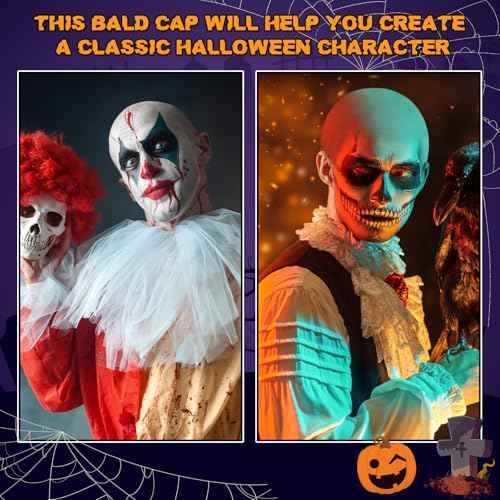 2 Pcs Halloween Bald Cap Nylon Wig Caps Makeup Latex Head Caps for Women Men for Halloween Party Cosplay Theater
